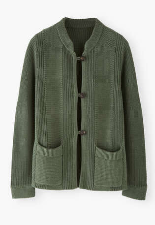Gestrickte Jacke, Lorbeergr&uuml;n, webstill