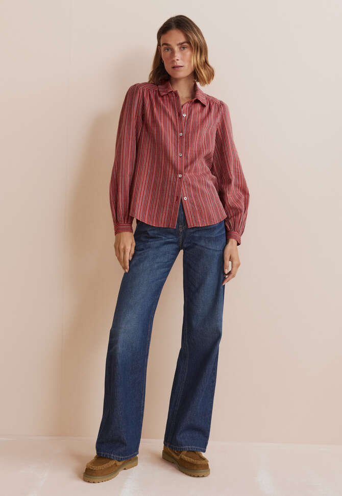 Gestreifte Bluse, Rubin, completeTheLook