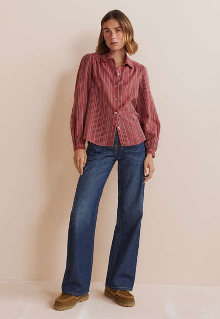 Gestreifte Bluse, Rubin, completeTheLook