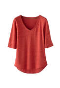T-Shirt mit V-Ausschnitt, Purpur, webstill