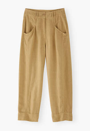K&uuml;rzer geschnittene Hose, Bronze-Lohbraun, webstill
