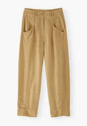 K&uuml;rzer geschnittene Hose, Bronze-Lohbraun, webstill