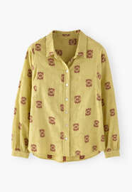 Bluse aus geklipptem Jacquard, Helles Oliv, webstill