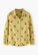 Bluse aus geklipptem Jacquard, Helles Oliv, webstill