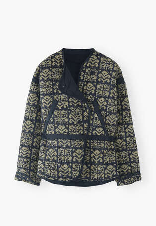 Steppjacke mit Print, Denimblau, webstill