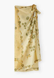 Bedruckter Sarong, Zitronengelb, webstill