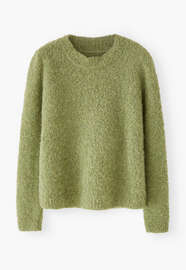 Pullover mit Rundhalsausschnitt, Kieferngr&uuml;n, webstill