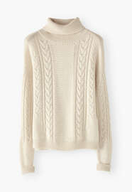 Pullover mit Zopfmuster, Winterwei&szlig;, webstill