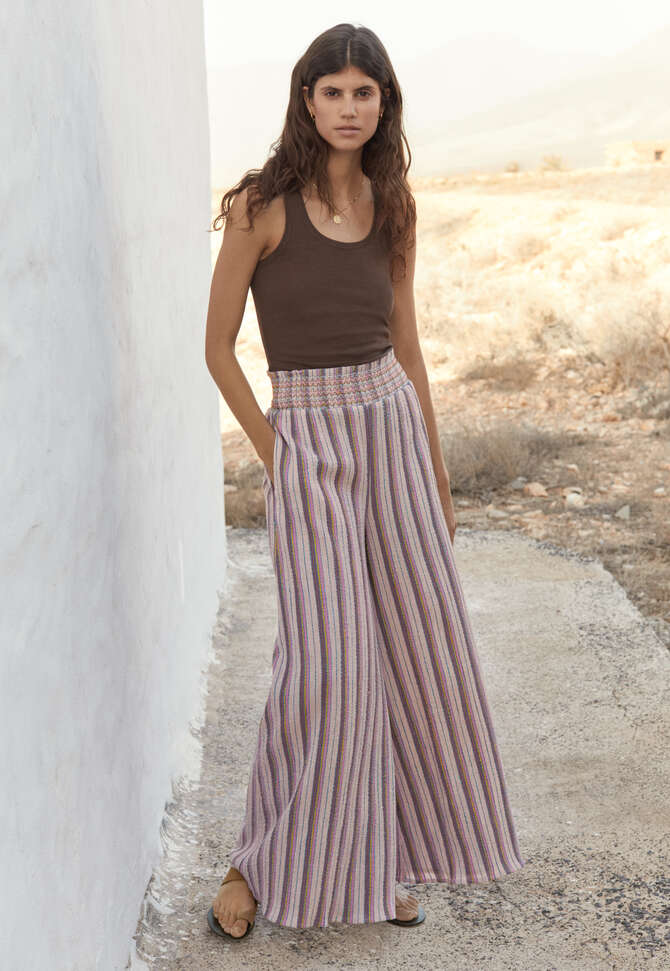 Gestreifte Hose, Lavendel-Pflaume, completeTheLook