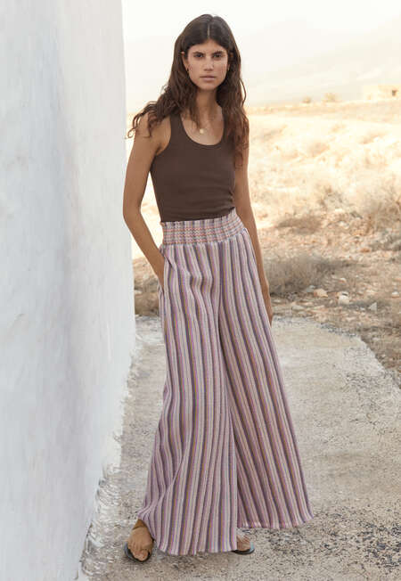 Gestreifte Hose, Lavendel-Pflaume, completeTheLook