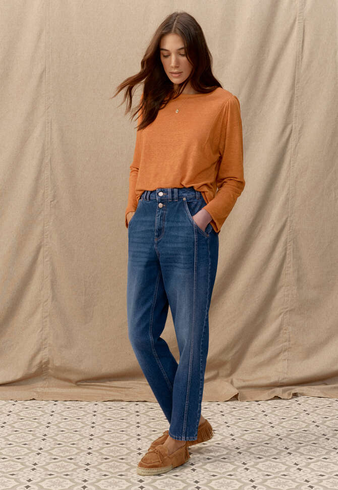 Schmal zulaufende Jeans, Mittlere Waschung, completeTheLook