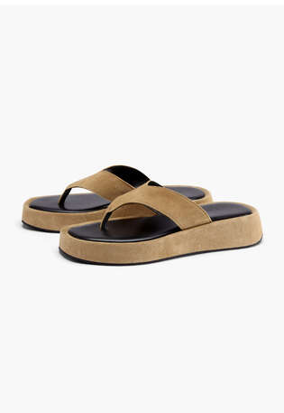 Flatform-Sandalen, Sand, webstill