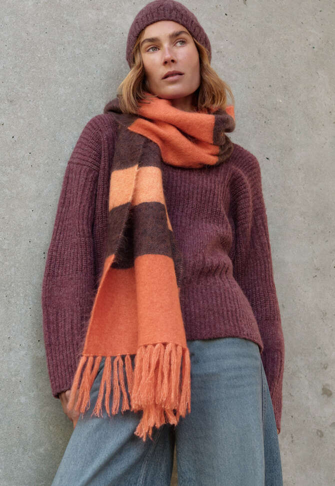 Mohairschal, Koralle/Indigo, completeTheLook