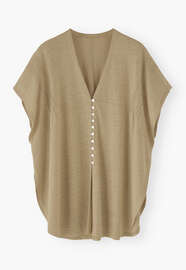 Kaftan-Cardigan mit Biesen, Khaki, webstill