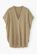 Kaftan-Cardigan mit Biesen, Khaki, webstill