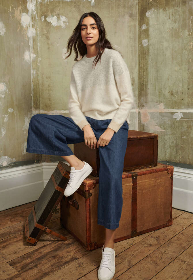 Zweifarbiger Pullover, Elfenbein, completeTheLook