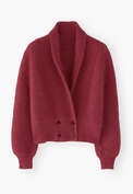 Cardigan mit Schalkragen, Granat, webstill