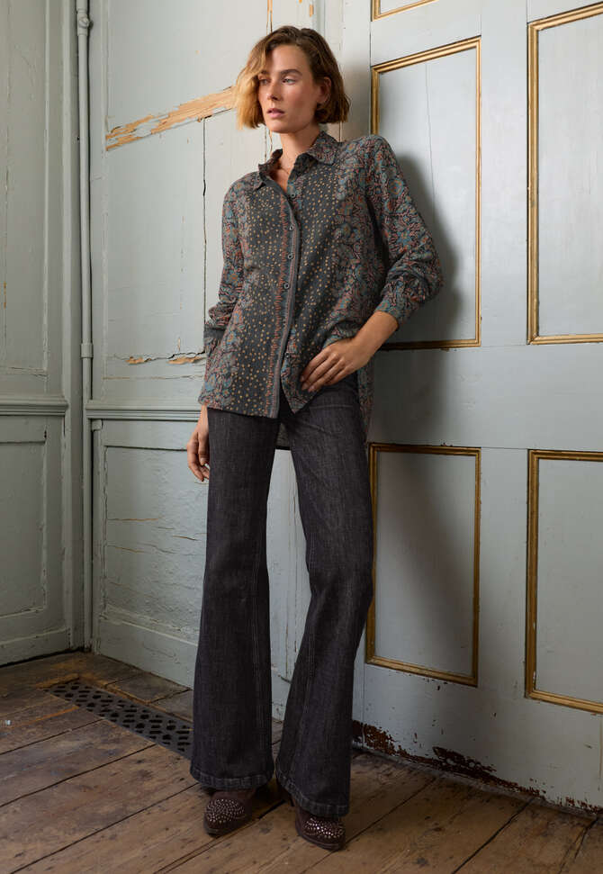 Print-Bluse, Indigo/Koralle, completeTheLook