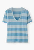 Streifen-T-Shirt mit V-Ausschnitt, Blau/Chambray, webstill
