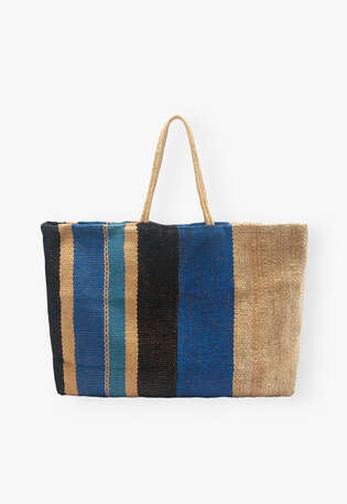 Gro&szlig;er Shopper, Natur/Blau, webstill