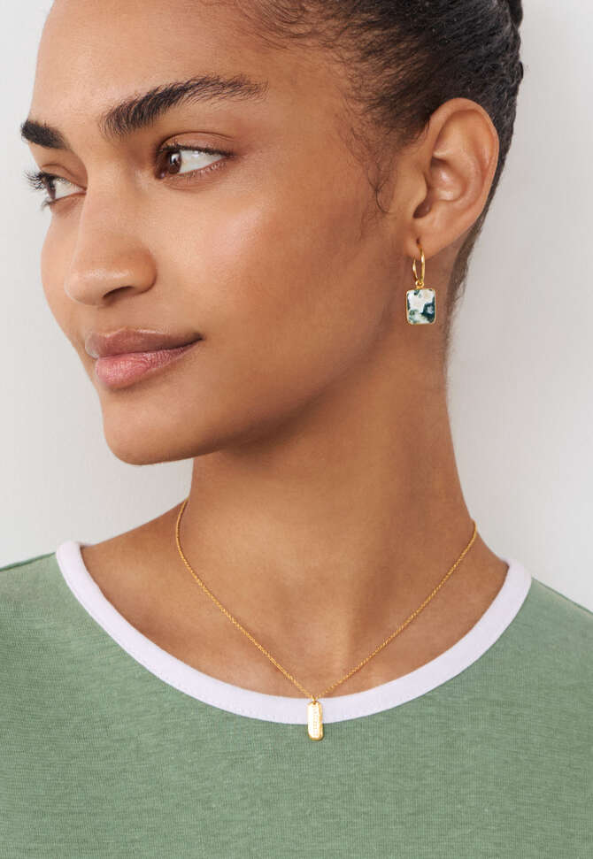 Reifohrringe mit Marmoranh&auml;nger, Gold, completeTheLook