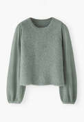 Pullover mit Pointelle-&Auml;rmeln, Entenei, webstill
