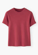 T-Shirt aus geripptem Jersey, Karmesinrot, webstill