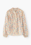 Bedruckte Bluse, Perle/Himmelblau, webstill
