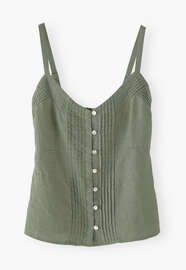 Camisole mit Biesen, Lorbeerblatt, webstill