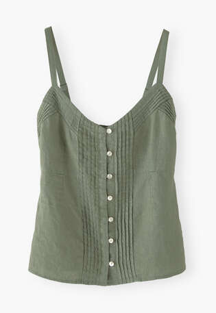Camisole mit Biesen, Lorbeerblatt, webstill