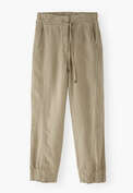 Schmal zulaufende Hose, Blasses Khaki, webstill