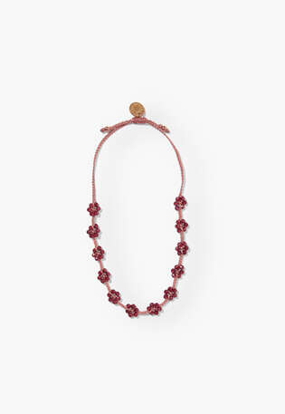 Armband mit Perlenblumen, Ros&eacute;, webstill