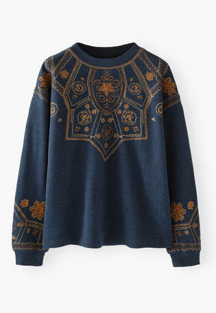 Sweatshirt mit Stickerei, Indigo, webstill