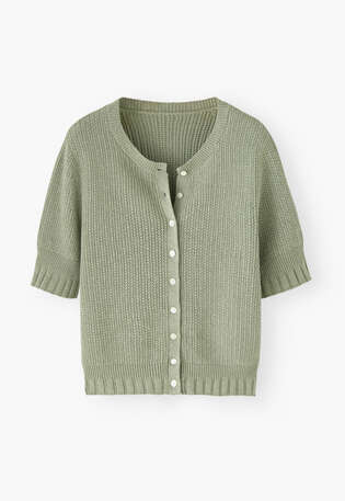 Fangmuster-Pullover, Salbeigrau, webstill