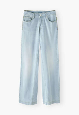 Lange Jeans mit weitem Bein, Helle Waschung, webstill