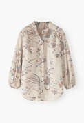 Bedruckte Bluse, Mandel/Petrol, webstill