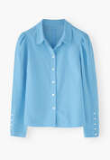 Durchgekn&ouml;pfte Bluse, Leuchtendes Himmelblau, webstill