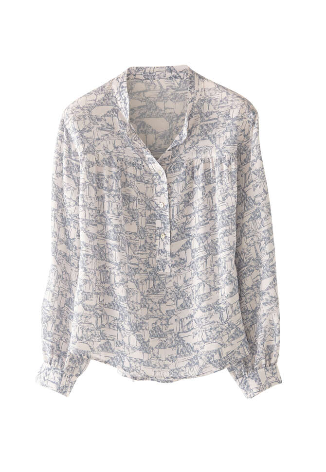 Bedruckte Bluse, Blau/Grau, completeTheLook