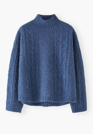 Zopfmuster-Pullover, K&ouml;nigsblau, webstill