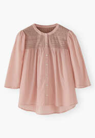 Bestickte Bluse, Rosarot, webstill