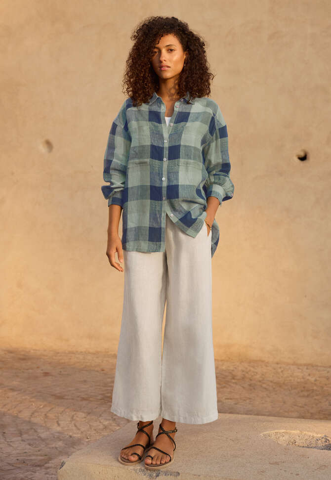 Oversize-Hemd mit Vichy-Karo, Salbei/Navy, completeTheLook