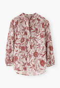 Bedruckte Bluse, Ecru/Marone, webstill