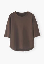 Loopback-T-Shirt, Pflaumenbraun, webstill