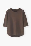 Loopback-T-Shirt, Pflaumenbraun, webstill