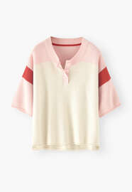 Pullover im Farbblock-Design, Ecru/Rosa, webstill