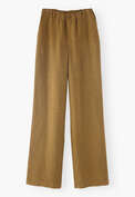 Hose mit weitem Bein, Olivbraun, webstill