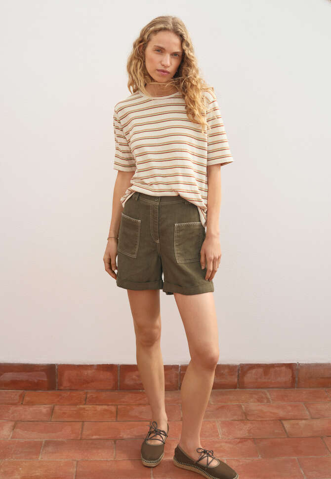 Gestreiftes T-Shirt, Ecru/Mint, completeTheLook