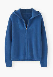 Strick-Hoodie, Kobalt, webstill