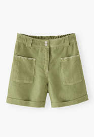 Shorts mit aufgesetzten Taschen, Blattgr&uuml;n, webstill