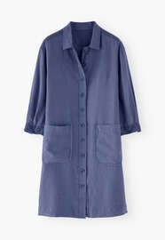 Hemdblusenkleid, Gewaschenes Navy, webstill